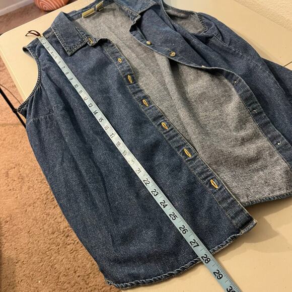 Vintage 90s Cherokee Cotton Denim Button Down Sleeveless Tank Top Shirt Size 22W - Picture 7 of 8